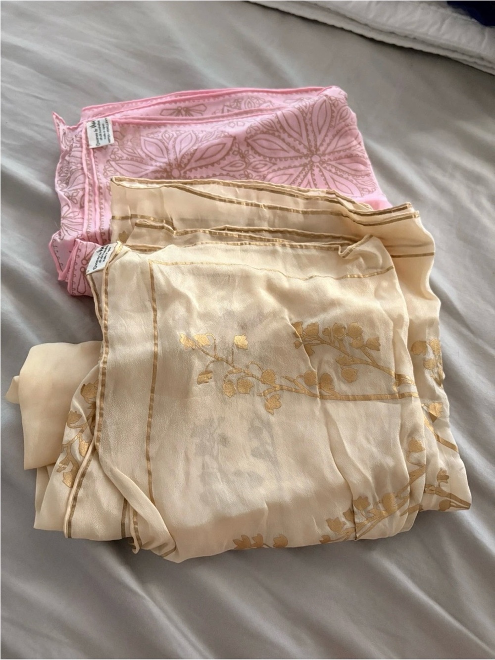 Vintage Vera Neumann Silk Scarves 2 Signed Tags Hand Rolled
